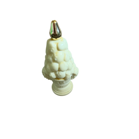 Avon Other - Vintage Avon Field Flowers Compote Cologne Milk Glass Bottle Gold Pear Topper